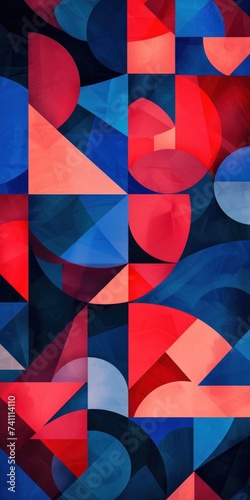 Illustration of Red and blue colored geometric shapes pattern representing abstract background