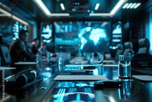 Wallpaper Mural Business meeting room or the future Hi-tech conference room modern technology Torontodigital.ca