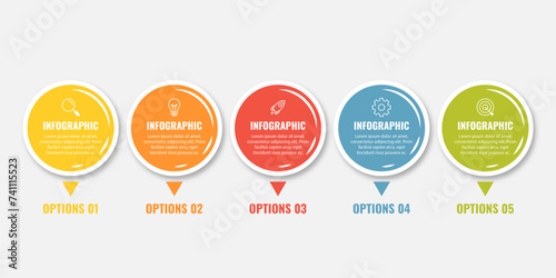 Vector Infographic label design template with icons and 5 options or steps. Can be used for process diagram, presentations, workflow layout, banner, flow chart, info graph.