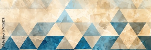 Illustration of Tan and blue colored geometric shapes pattern representing abstract background photo