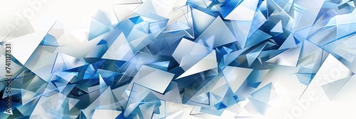 Illustration of White and blue colored geometric shapes pattern representing abstract background