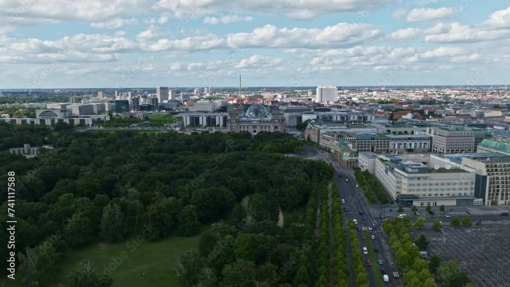Aerial drone view of Tiergarten ( Großer Tiergarten ) . Berlin's largest and oldest park, including family amenities, walking paths and a victory column. Aerial drone view of Tiergarten ( Großer Tiergarten ) . Berlin's largest and oldest park, including family amenities, walking paths and a victory column.