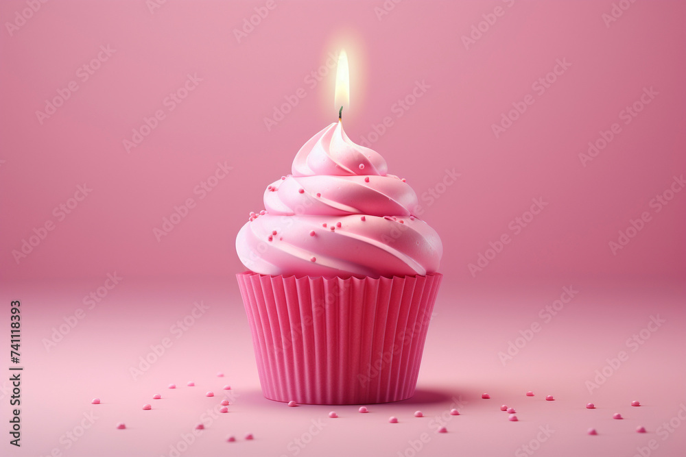 Pink on pink cupcake, Generative AI