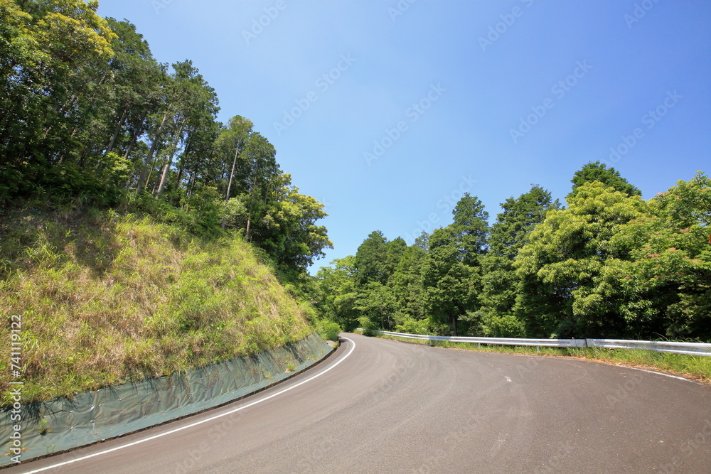 Fototapeta premium 山中のアスファルト道路 