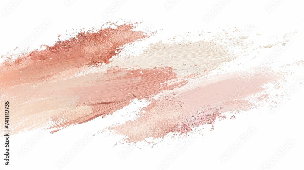 Beige paint stroke isolated on white background for design projects and artistic creations