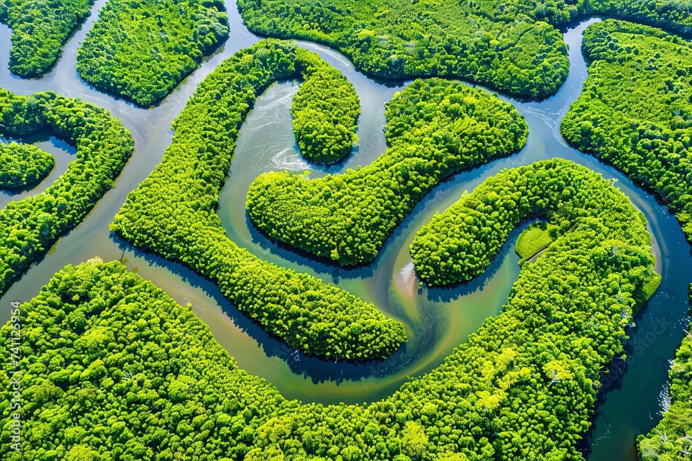 Aerial View of River Surrounded by Trees Aerial View of River Surrounded by Trees