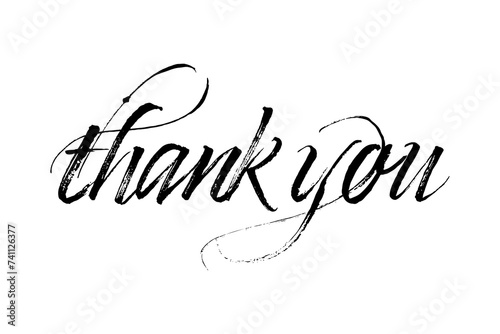 VECTOR Thank you hand drawn inscription with lines. Calligraphic inscription, vector illustration.