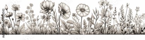 Elegant Botanical Illustration in Monochrome