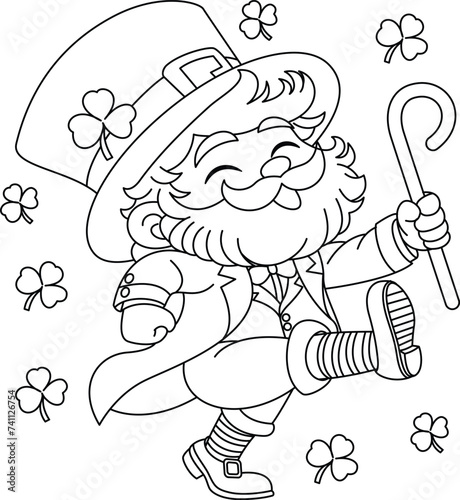 Cute Saint Patrick Day Cartoon Character Leprechaun Illustration coloring page