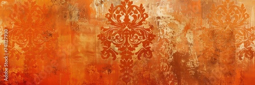 Orange vintage background, antique wallpaper design