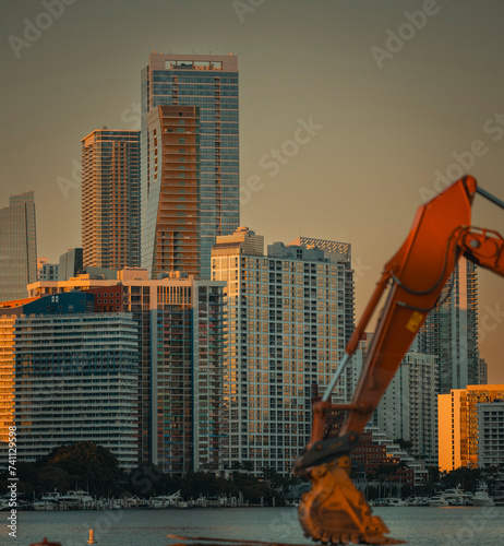 Canvas Print construction site in the city new miami skyline Brickell