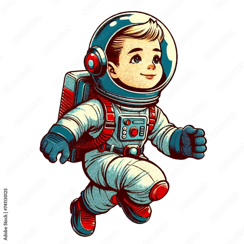 Obraz premium child in astronaut's costume, vector graphic resources with transparent background, occupation that wears uniform