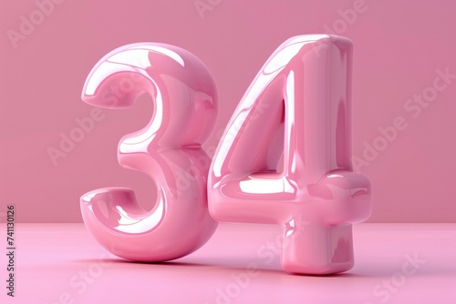 Numeral 34 thirty four, date or birthday concept. Background with selective focus and copy space photo