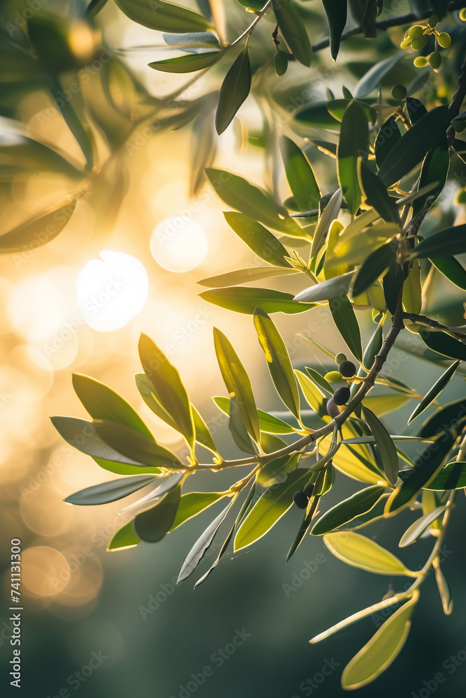 Olive tree branch close up at morning sunlight Olive tree branch close up at morning sunlight