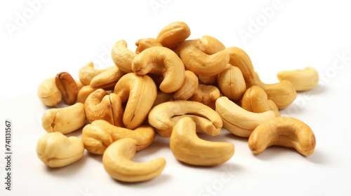 cashews pile on white background. Healthy food, healthy lifestyle