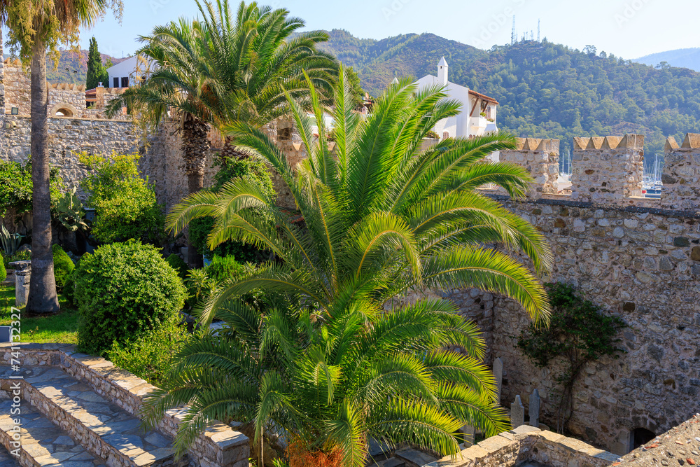 Fototapeta premium The ancient city fortress of the city of Marmaris. Background with selective focus and copy space