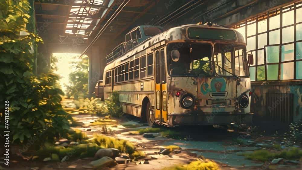 abandoned bus Footage 4k