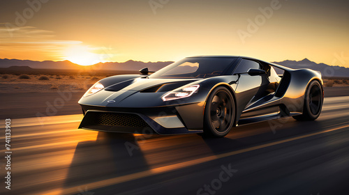 Pure Adrenaline: GT Car Unleashing the Beast Within on a Picturesque Highway at Twilight