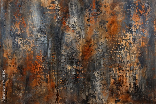 A textured canvas dances with rust and orange hues, a tribute to the beauty of decay and the passage of time.