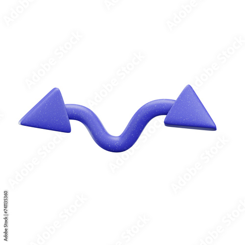 3d blue arrow icon isolated on transparent background-3D illustration