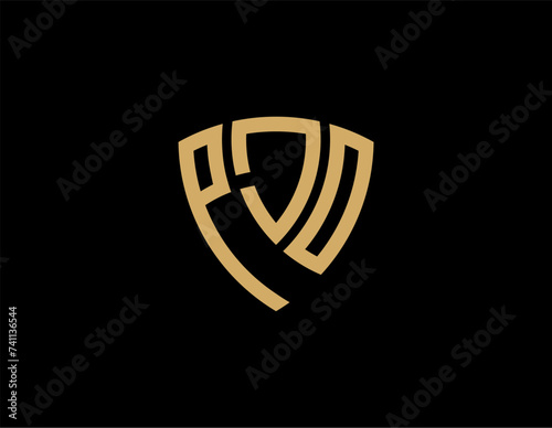 PJO creative letter shield logo design vector icon illustration photo