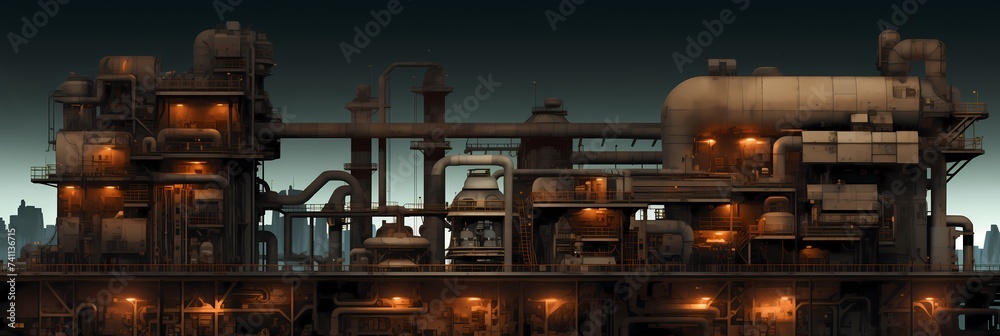 Post apocalyptic Futuristic City Architecture Background image 15232x5120 pixels. Neo Game Art V2 07