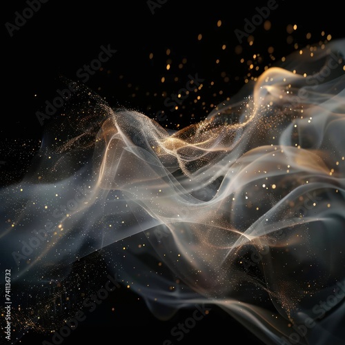 Shiny smoke. Glitter fluid. Ink water. Magic mist. White color particles texture paint vapor storm