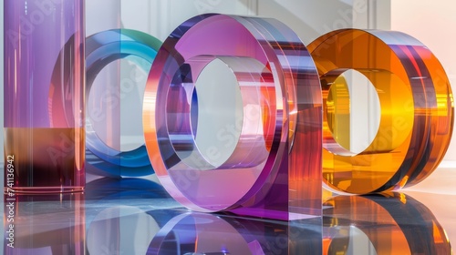 Gleaming Orbs: Glass Circles Reflecting on Background_Generative AI