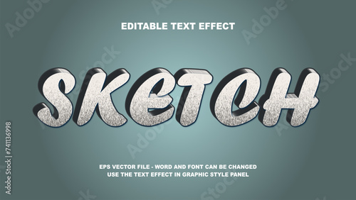 Editable Text Effect Sketch 3D Vector Template