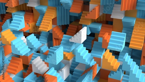 trendy colorful abstract 3d illustration of stairs blocks. can be used to represent a motion graphic background, contemporary creative architecture or a surreal structure