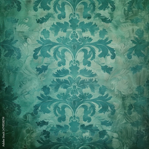 Teal vintage background, antique wallpaper design