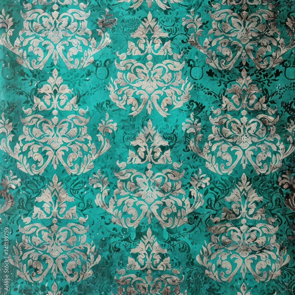 Turquoise vintage background, antique wallpaper design