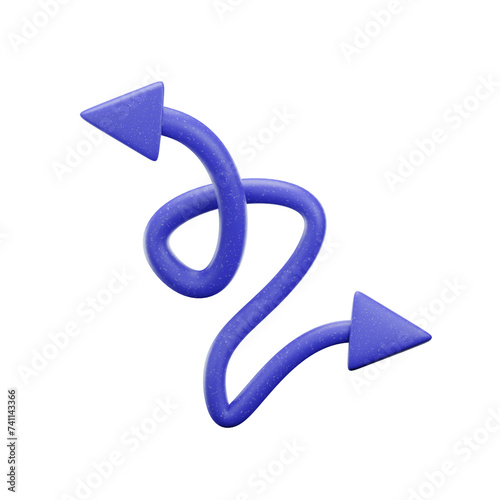3d blue arrow icon isolated on transparent background-3D illustration