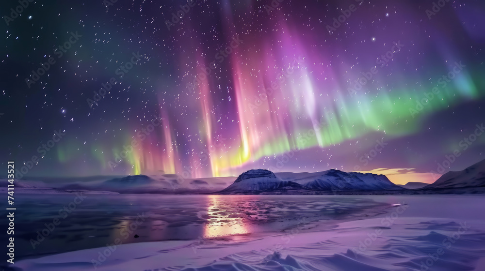 Spectacular northern lights dancing across the night sky a mesmerizing natural light show colors and movements capturing the imagination
