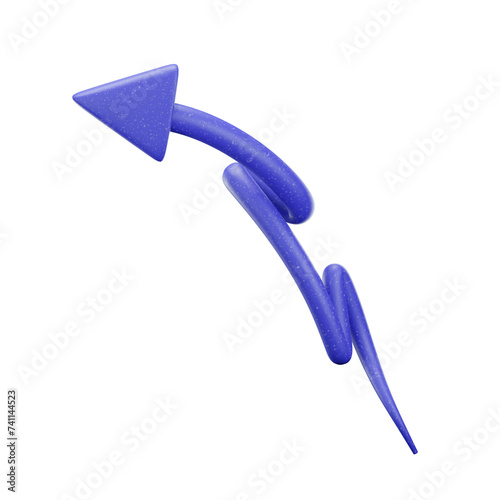 3d blue arrow icon isolated on transparent background-3D illustration