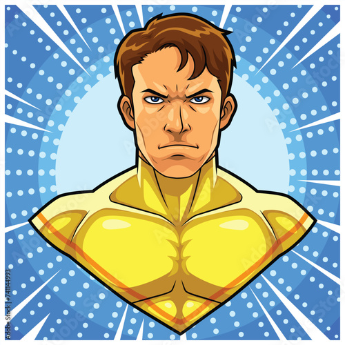 Superhero Bust Cartoon Vector Pop Art (ID: 741144993)