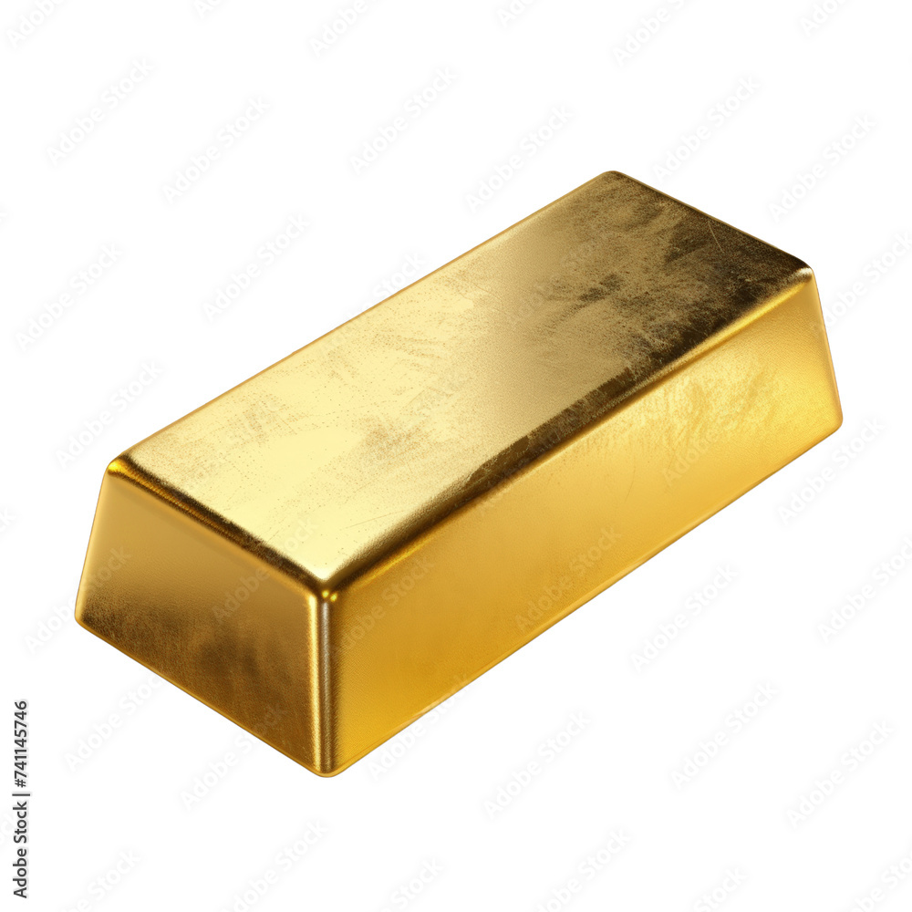 gold bar isolated on transparent background, cut out, png