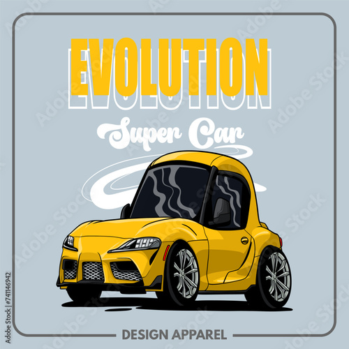 Evolution Super Cars Illustration T Shirt and Apparel Printing Design