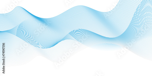 Fototapeta Naklejka Na Ścianę i Meble -  Abstract blue blend digital wave lines and technology background. Minimal carve wavy white and blue flowing wave lines and glowing moving lines. Futuristic technology and sound wave lines background.