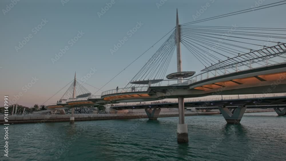 The Lusail Pedestrian Bridges o the Glass Bridge of Lusail, in Lusail, Qatar is a suspension bridge that runs across Qetaifan Island South 1, 2 and 3. The Lusail Pedestrian Bridges o the Glass Bridge of Lusail, in Lusail, Qatar is a suspension bridge that runs across Qetaifan Island South 1, 2 and 3.