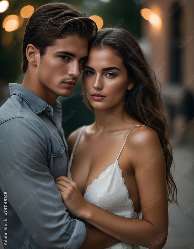 Young couple portrait on the street