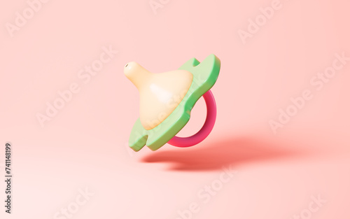 Cartoon baby-feeding nipple model, baby product, 3d rendering.