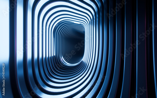 Abstract metallic abstract tunnel  3d rendering.