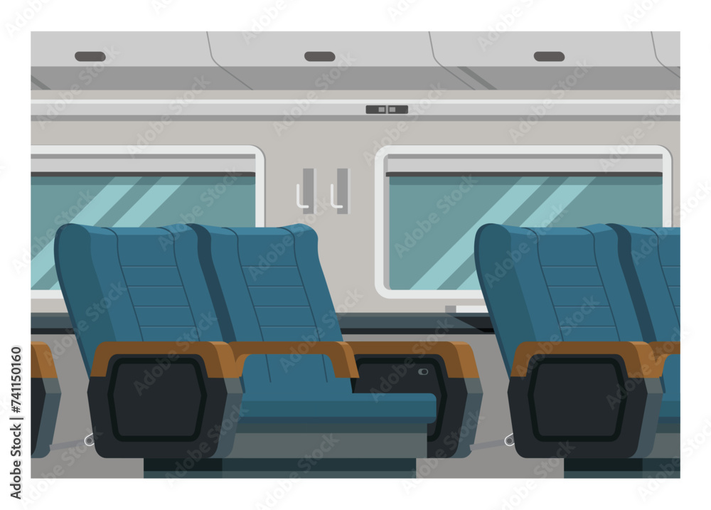 Passenger train interior. Simple flat illustration. Passenger train interior. Simple flat illustration.
