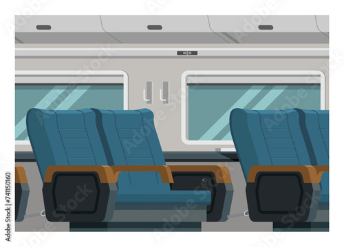 Passenger train interior. Simple flat illustration.