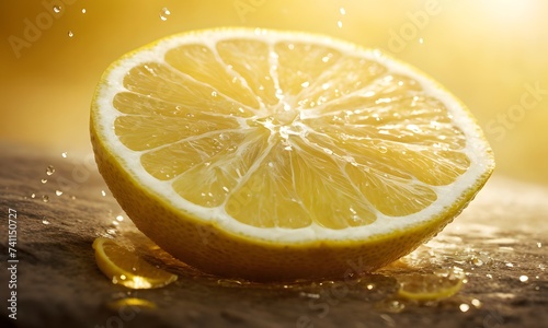 A closeup of a slice of Rangpur lemon, a citrus fruit rich in liquid and used as an ingredient in food. Its a sweet lemon with a slightly bitter orange taste