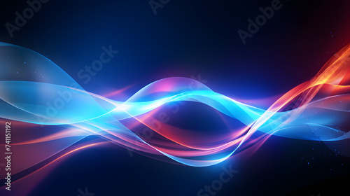Beautiful colorful light effect of neon glow lights and flash. Background with flying design elements. Blue background