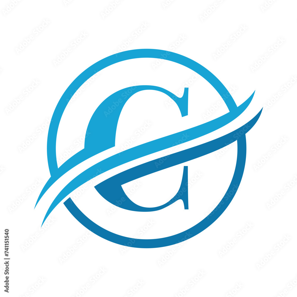 Initial C Alphabet with Swoosh or Ocean Wave Logo Design Initial C Alphabet with Swoosh or Ocean Wave Logo Design