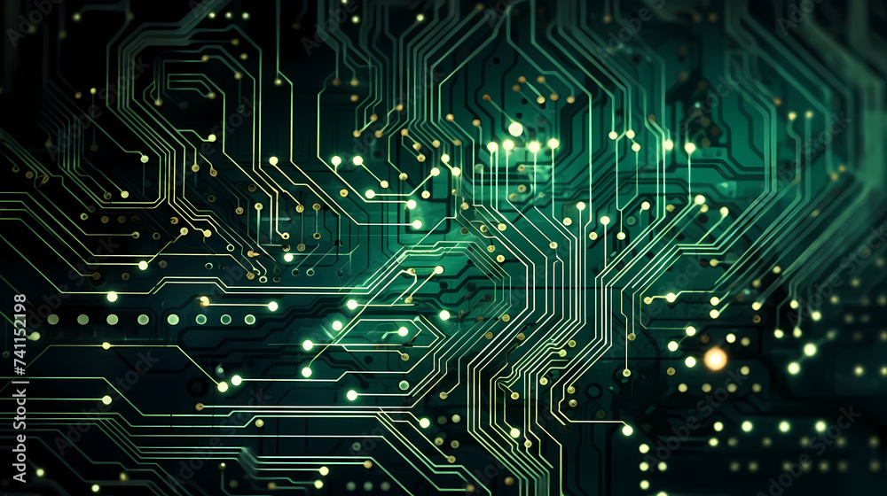 Circuit board background, digital technology future banner with circuit lines