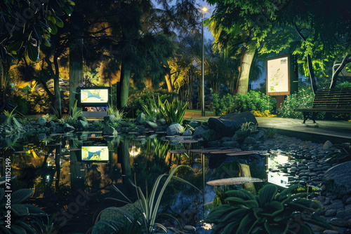 A harmonious blend of technology and nature in an urban park